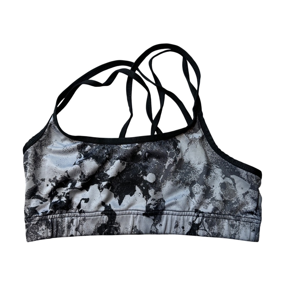Champion‎ Sports Bra Womens M Grey Black Marble Strappy Racerback Activewear Gym